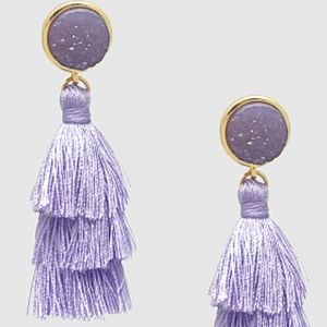 COPY - Faux Druzy with tassle earri gs
